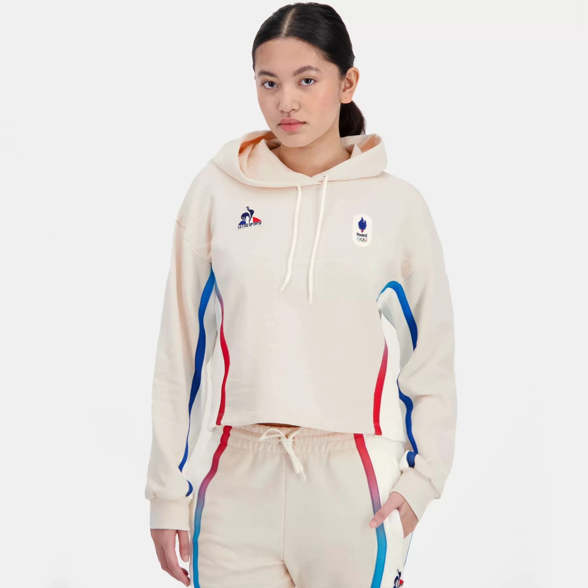 Femme Le Coq Sportif Équipe de France Olympique | Paris 2024 Sweat à capuche Équipe de France Femme