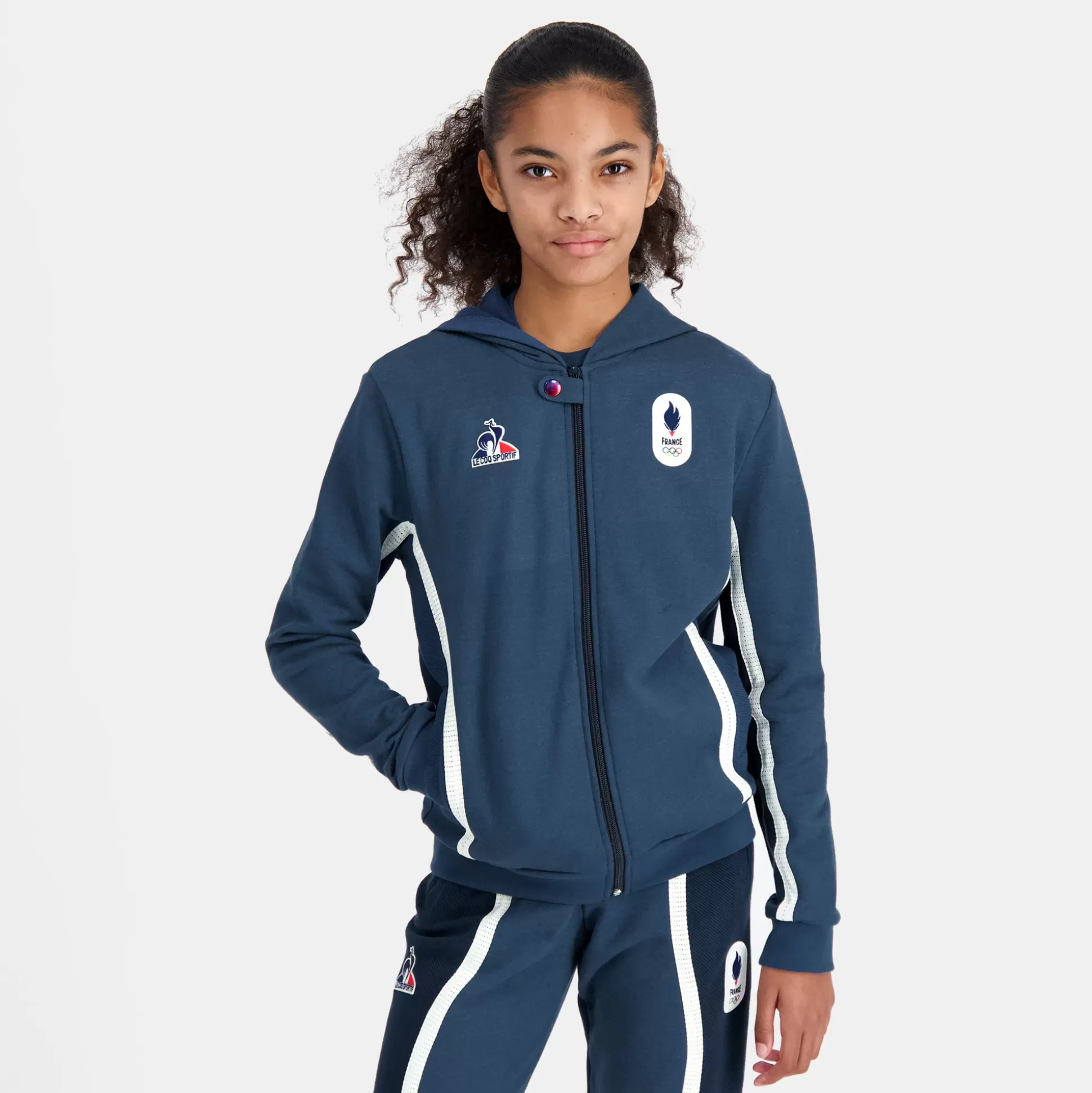 Enfant Le Coq Sportif Équipe de France Olympique | Paris 2024 Sweat zippé à capuche Équipe de France Enfant