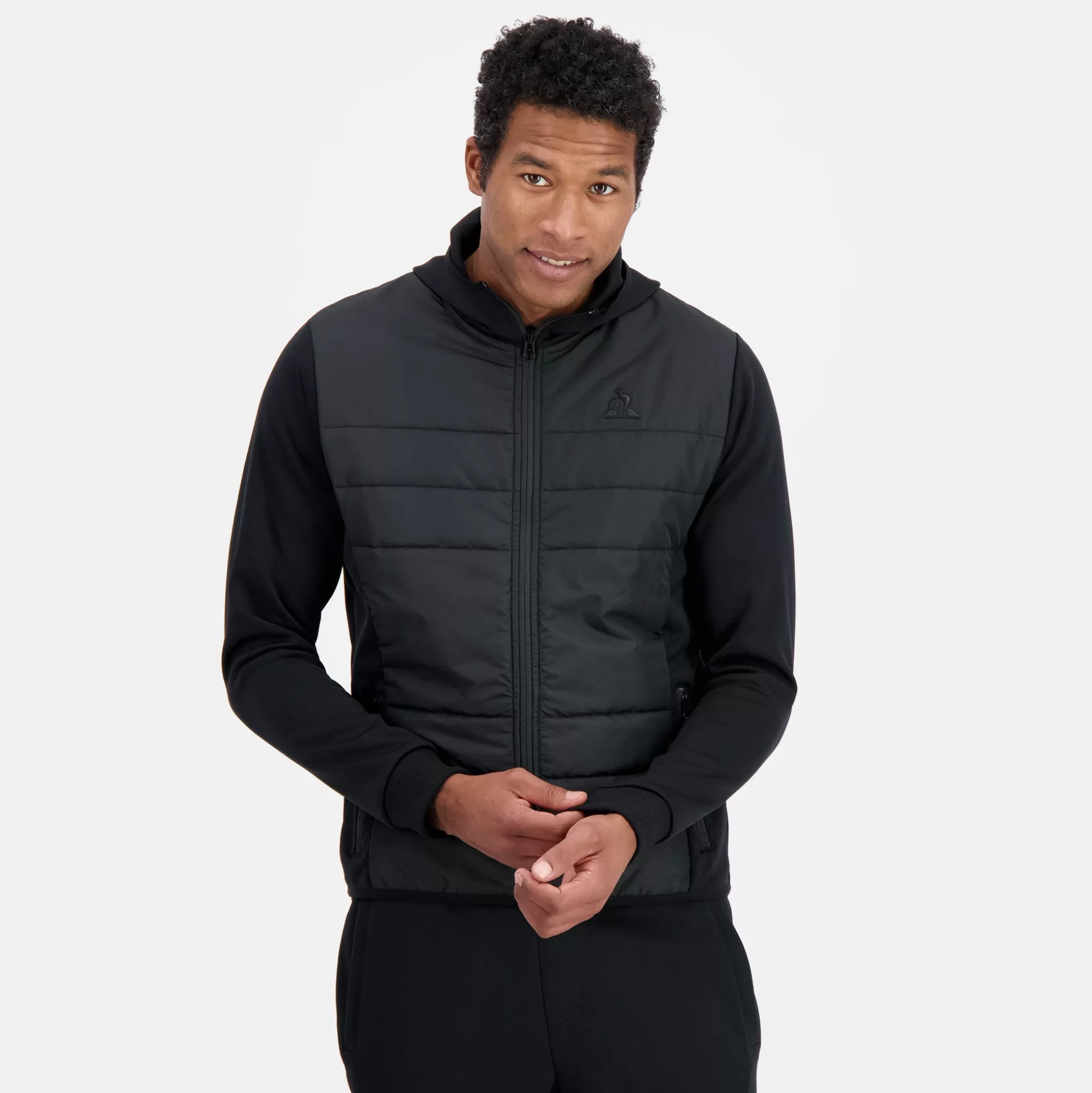 Homme Le Coq Sportif Ton sur ton Sweat zippé à capuche hybride déperlant Homme